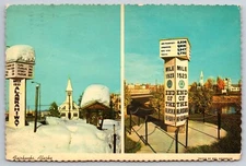Fairbanks Alaska Mile Marker for End of the Alaska Highway Vintage Postcard 1979