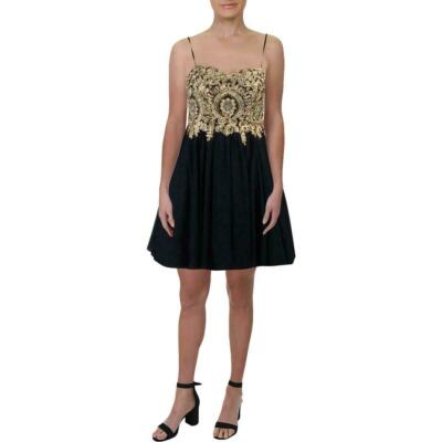 City Studio Womens Juniors Jeweled Mesh Semi-Formal Dress Navy 9 City Studio Womens Juniors Jeweled Mesh Semi-Formal Dress Navy 9