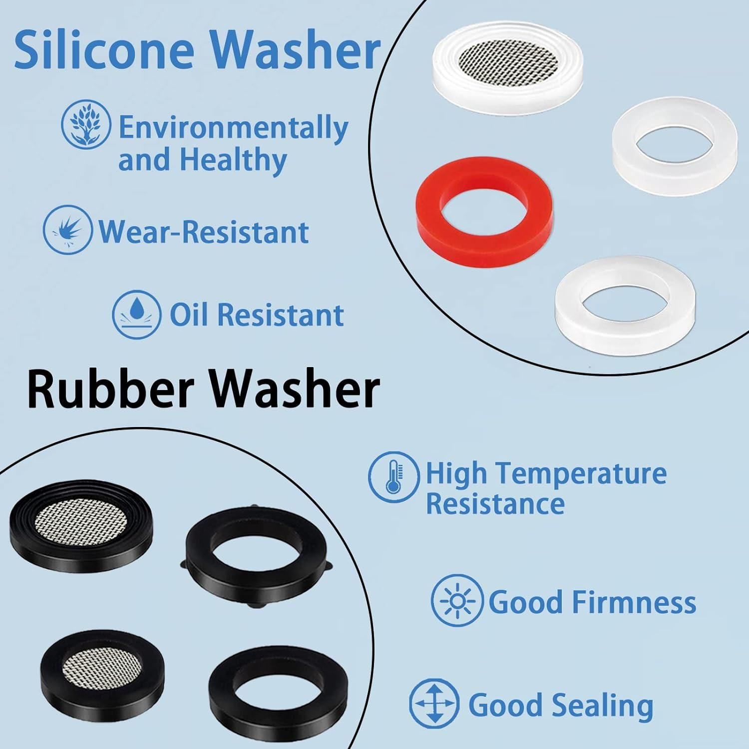 125 Pcs Garden Hose Washers Shower Head Gaskets with Screen Filter,Silicone Rubb