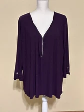 89th & Madison Purple Half Zip Blouse Size 3x 