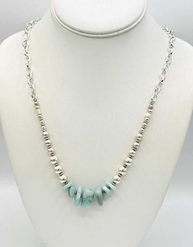 串珠银色 Larimore 项链 22 英寸 — 第 3/4 张图片