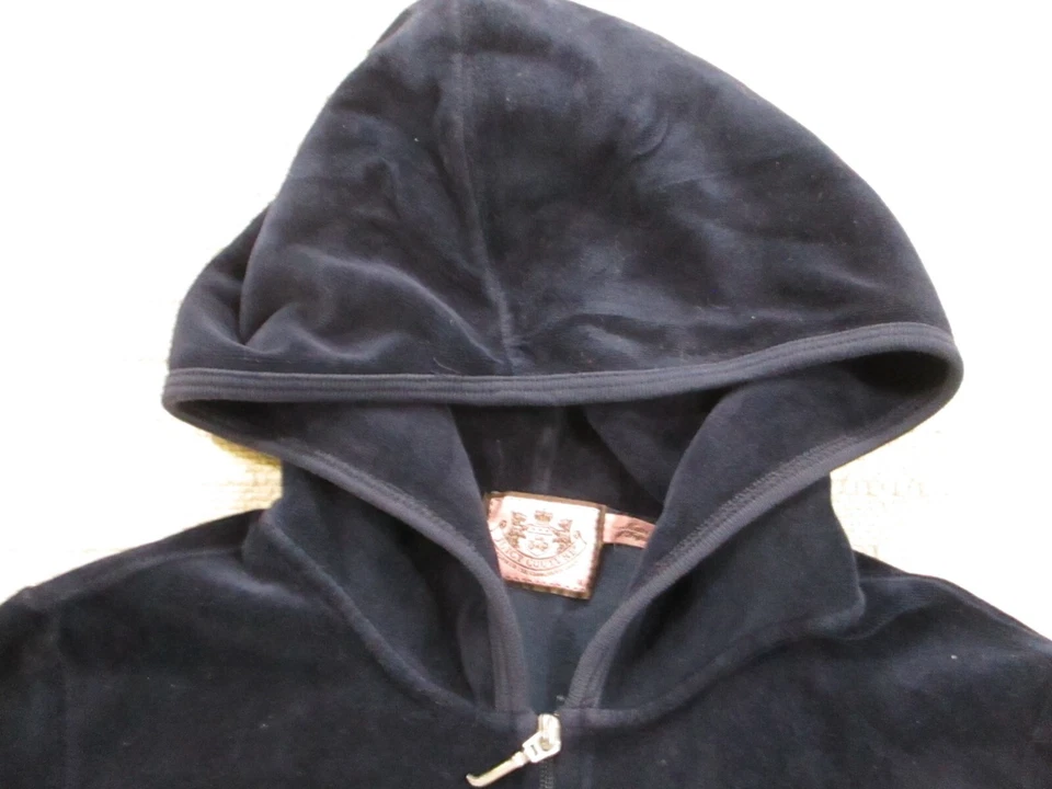 Y2K Juicy Couture женская куртка средний синий бархат молнии карманы с капюшоном хлопок - Изображение 2 из 4