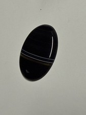 Oval Shape Black Botswana Natural Agate Gemstone For Jewelry Making