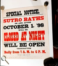 VINTAGE ORIG. 1898 San Francisco SUTRO BATHS Streetcar POSTER Louis Roesch Co.