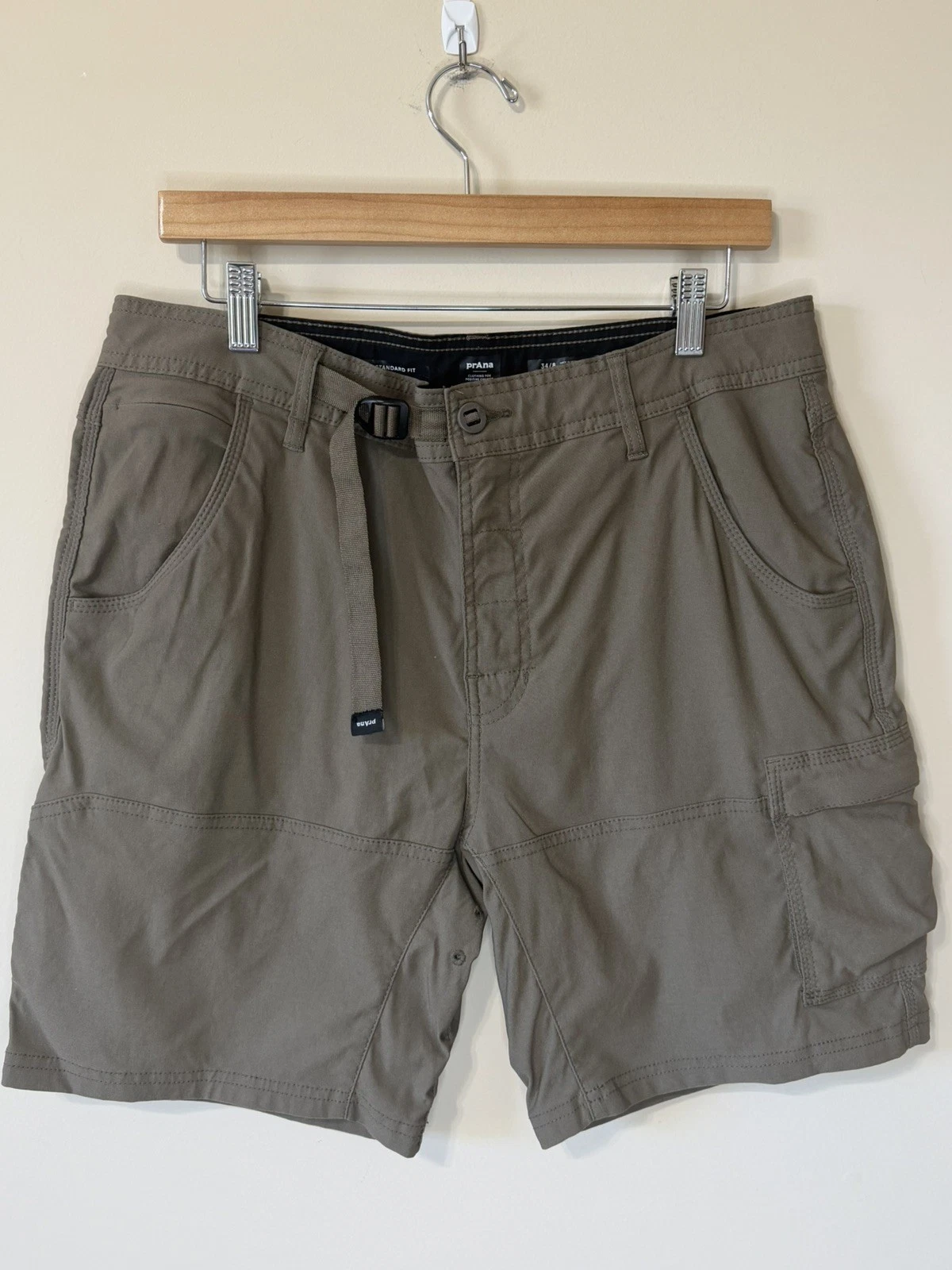 Prana Zion Standard Shorts Mens 34/8 Mud Stretch Nylon Cargo Hiking Outdoor EUC