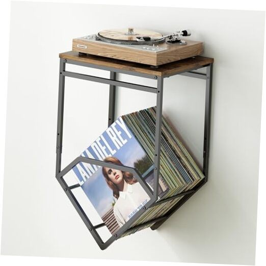 Vinyl Record Player Wall Mount Stand for Turntable Storage  -image