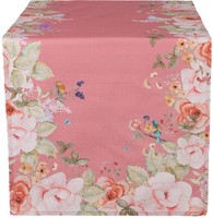 Clayre & Eef FFA64P TischläUfer Rosa 50X140 Cm Baumwolle Blumen VöGel