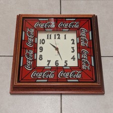 Vintage Coca-Cola Square Wall Clock Wooden Frame 14"x14"