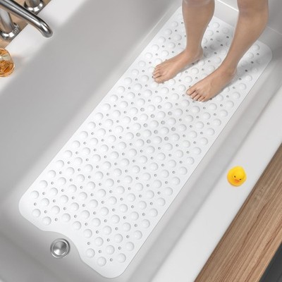 Badewannenmatte Rutschfest Extra Lang 101x40 cm BPA-frei Schimmelresistent Weiß
