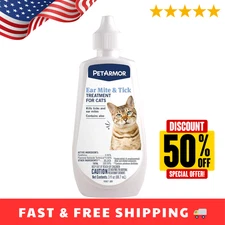 PetArmor Ear Mite Treatment for Cats, Ear Mite Medicine Kills Ticks and Ear Mite