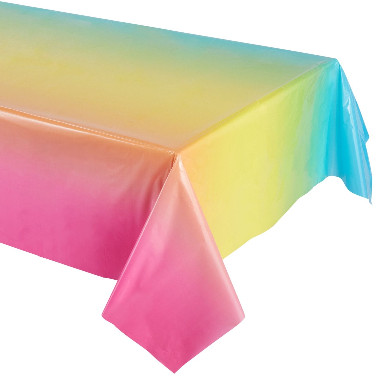 Ombre Plastic Tablecloths for Parties, Rainbow Table Cover (54 x 108 in, 3 Pack)
