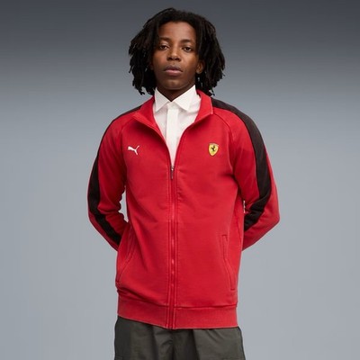 PUMA Scuderia Ferrari T7 Full Zip Jacket Mens Red Casual Athletic Outerwear 6327