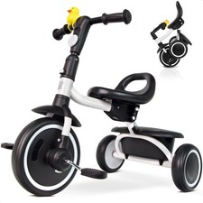 Foldable Toddler Tricycle 18 Months to 5 Years  White, Tricycles for 3-5 Yea...