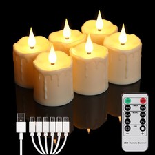 Rechargeable Flameless LED Votive Candles with Timer Remote - 2'' x 3'' Water...