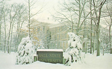 Postcard Ball State University Winter Snow Administration Building Muncie IN