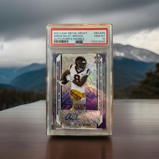 2021 Amon-Ra St. Brown Leaf Metal Draft Auto Purple Marble 5/30 PSA 10 Pop 1/1