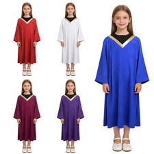 Kids Boys Girls Gown Praise Robe Metallic Costume Communion Choir Loose Cosplay