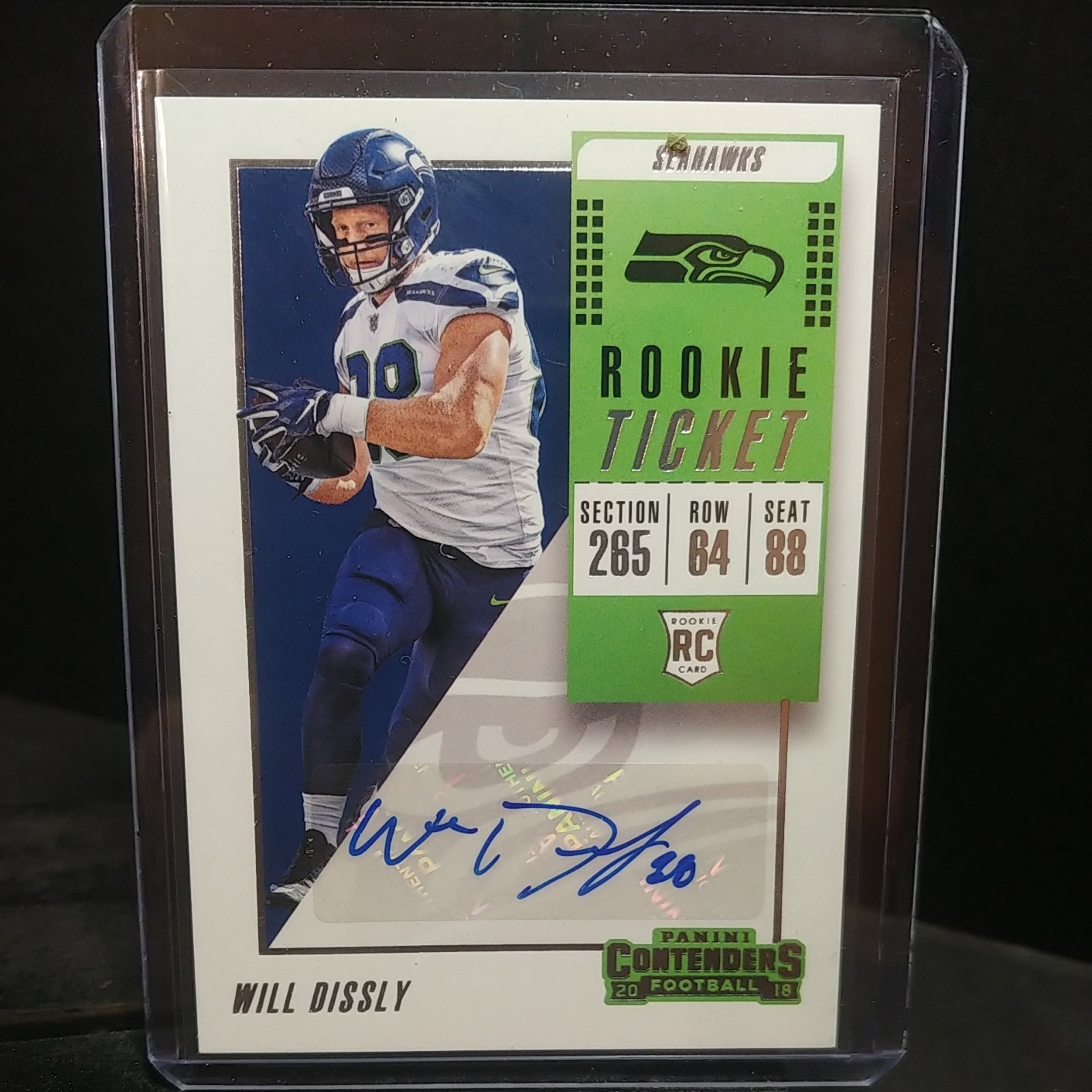 Will Dissly 2018 Panini Contenders Rookie Ticket Auto, Seahawks+Chargers 🏈🔥✍️