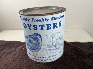 vtg 1 gallon Quality Shucked Oyster Can R A Chatham Sons Montross Va