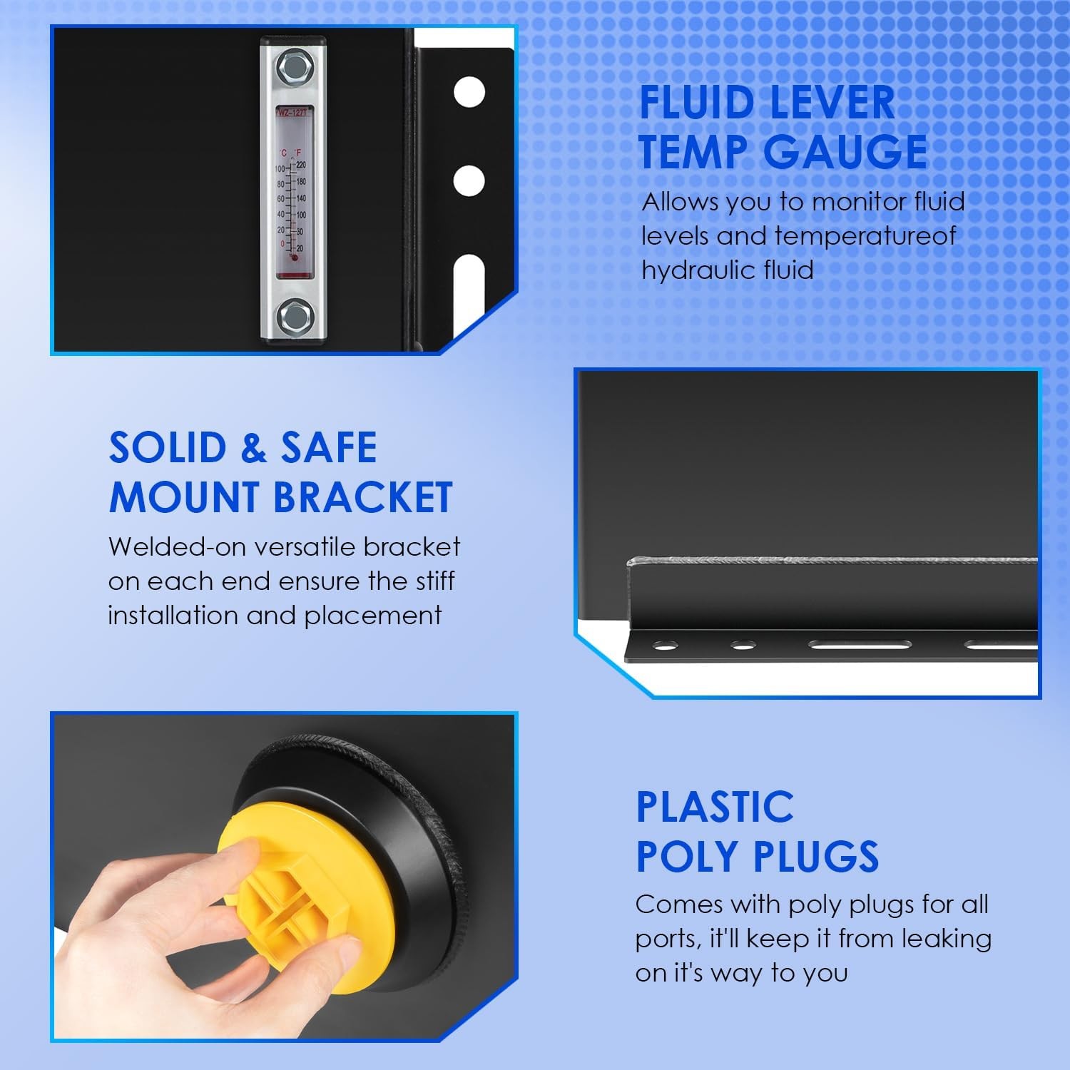 15-Gallon 14 Gauge Hydraulic Fluid Reservoir Tank w/ Breather Strainer Fill Cap