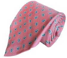 VTG Robert Talbott Pink Teardrop Paisley Men  s Silk Neck Tie USA