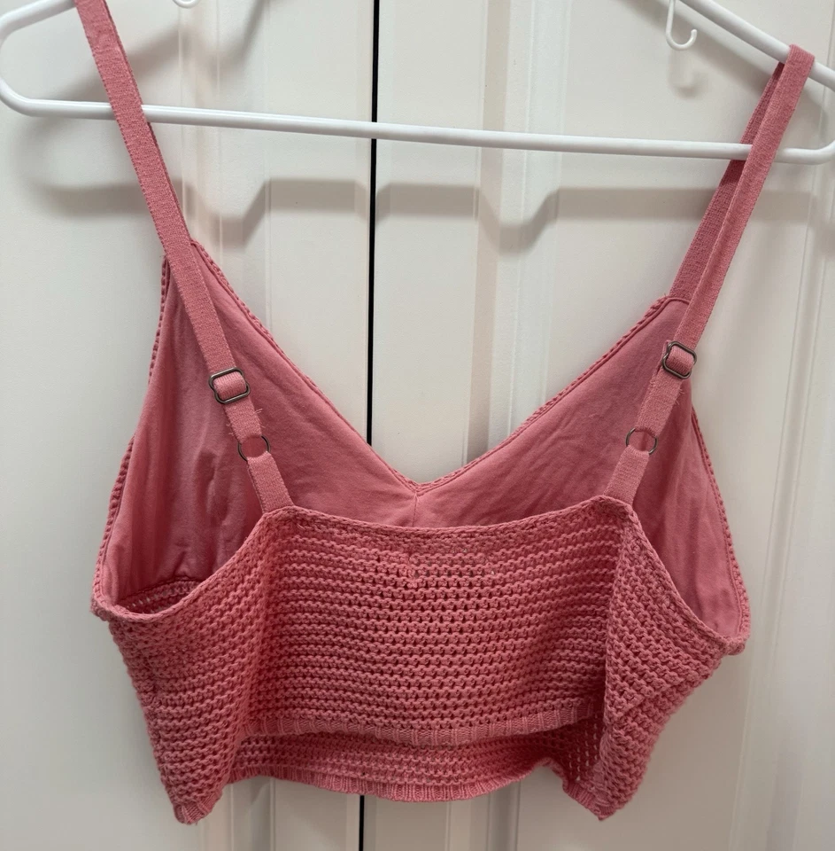 Hollister Bralette верхний крючком розовый без проволоки пляжный богемное Sz M подержанный - Изображение 2 из 3