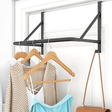 Over The Door Clothes Hanger Rod, Metal Over The Door Hanger for Coat, Clothes