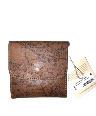 Patricia Nash Astra Leather Wallet Riot Rust Signature Map World  Print NWT