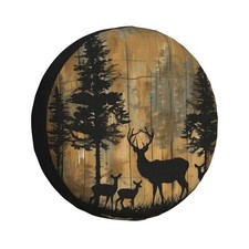 Spare Tire Cover for RV Trailer, Rustic Woodland Waterproof 15 inch Deer