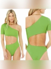 NWT Alo Yoga Body Wave One-Piece Asymmetrical Bodysuit Green Apple XXS