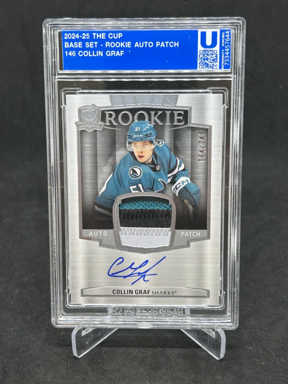 2024-25 Upper Deck The Cup Collin Graf Rookie Patch Auto /249 #146 Sharks