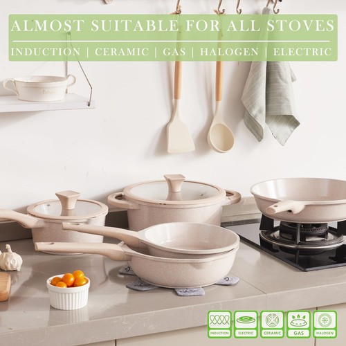 Non Stick Pots and Pans Set, Healthy Ceramic Cookware Set, 12pcs Kitchen Cook... - Picture 4 of 9