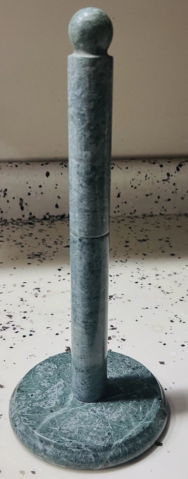 Toallero vertical de papel de cocina de mármol verde azul natural Foto 2 de 4