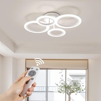 Deckenleuchte Wohnzimmer LED Dimmbar Modern 4 Ringe Fernbedienung 54Cm 48W