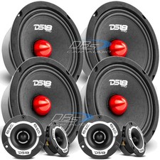 4x DS18 PRO-GM6.4B 6.5" Midrange Speakers  4x PRO-TWX1 Super Bullet Tweeters