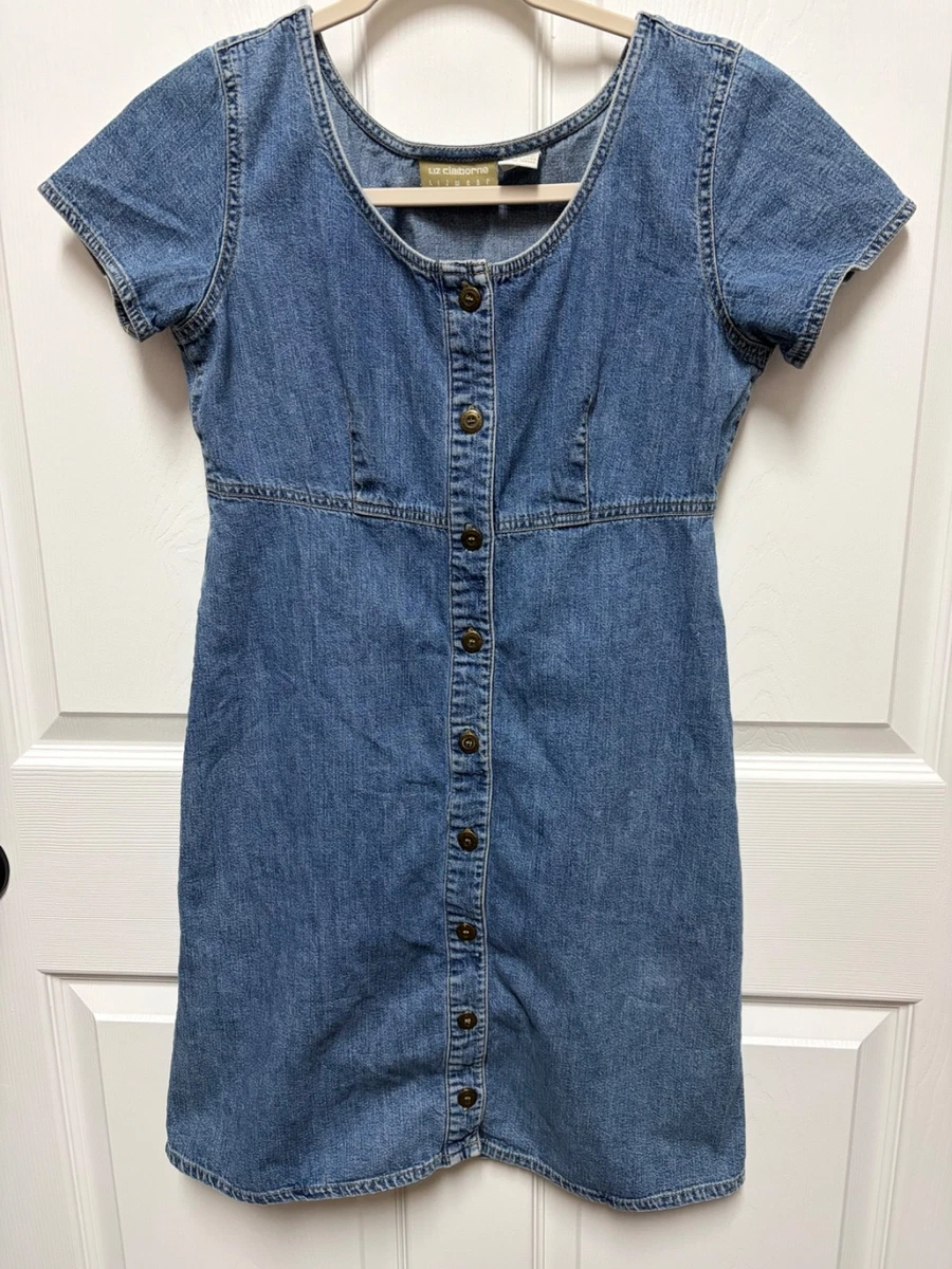 liz claiborne short sleeve denim dress Liz Claiborne Denim Short Sleeve Dresses for Women for sale