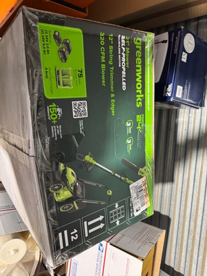 #ad Greenworks 48V 24V x 2 20quot; Mower w 12quot; String Trimmer amp; Leaf Blower Combo Kit $300.00