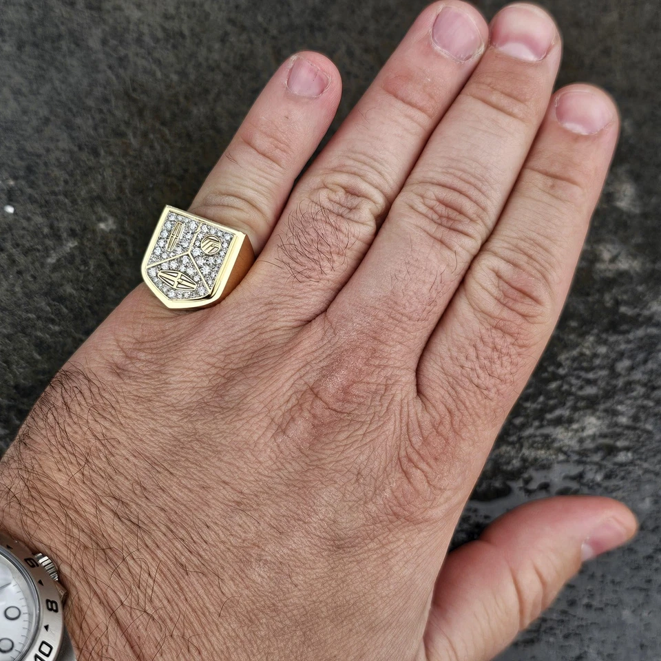 Anillo Cartier Lincoln Mercury Merkur Diamante Sello Pinky Para Hombre Oro Amarillo 18k 8 Foto 4 de 4