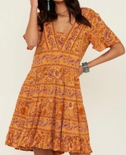 Patrons Of Peace Women’s Print Orange Dress    Size: M