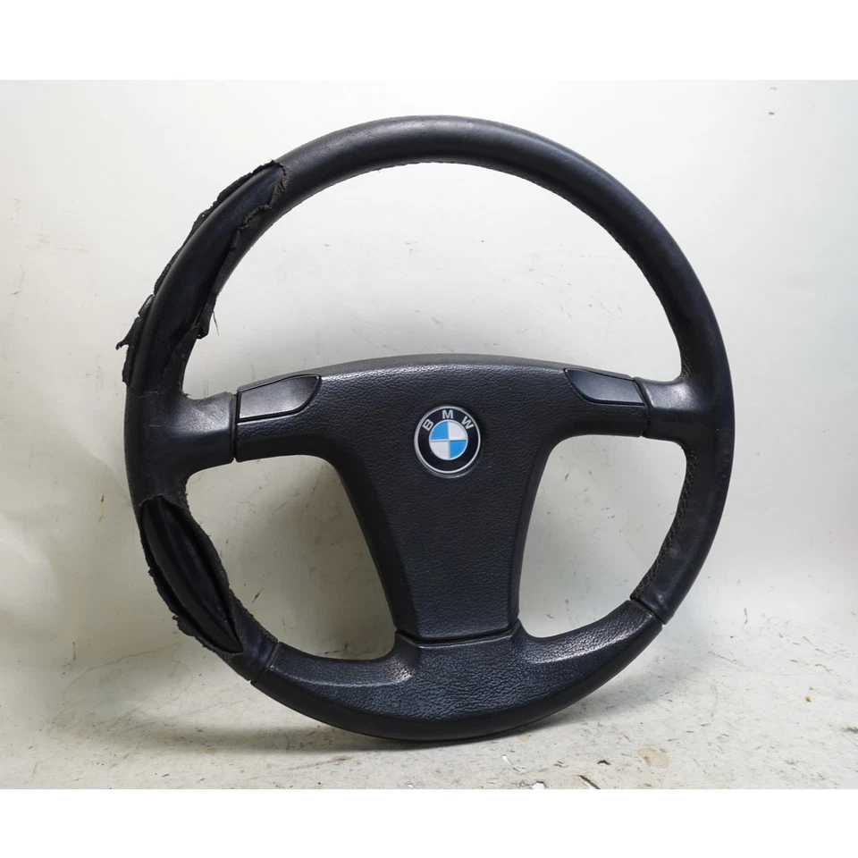 Volante deportivo de cuero de fábrica BMW E24 633CSi 1983-1984 dañado 380 mm OEM Foto 3 de 4