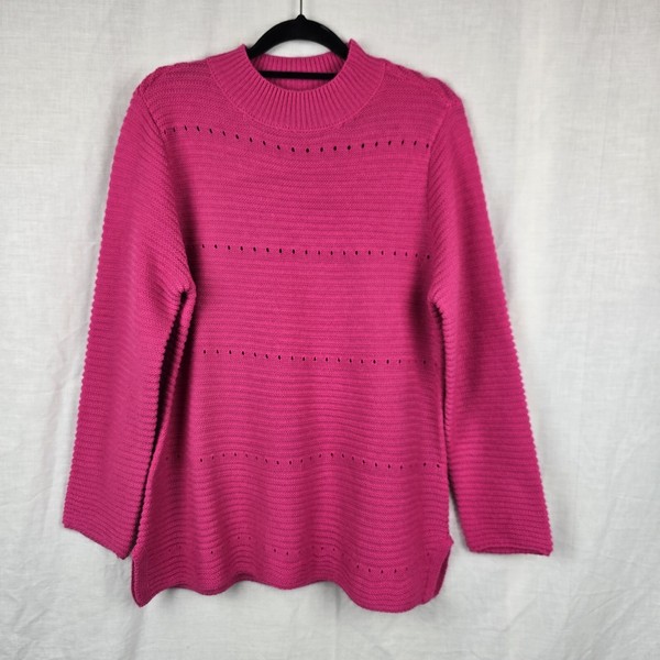 Noni B Size S Knit Jumper Pink Crew Neck Long Sleeve Cotton Blend (21" Bust)