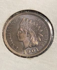1901 Indian Head Cent Penny, Lustrous Red, Brown, Gem BU++ RB