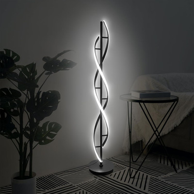53'' Modern LED Spiral Floor Lamp with Remote, Dimmable Brightness & Color