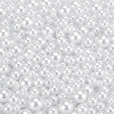 uxcell 800Pcs Faux Pearl for Crafting, 3-8mm No Hole ABS Round Pearls White