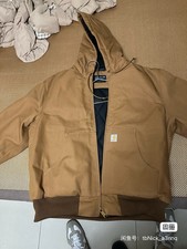 Carhartt Men’s Loose Fit Hooded Zip Jacket Brown Cotton Logo Size M