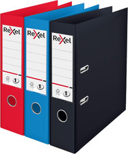 Rexel Choices A4 Lever Arch Files, 3-Pack Assorted Colors (Black, Red, Blue)