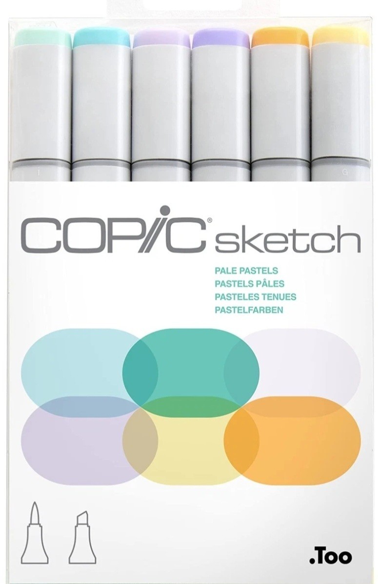 6-color Dual Tip Set W/ Blendable Brush Tips Pale Pastels