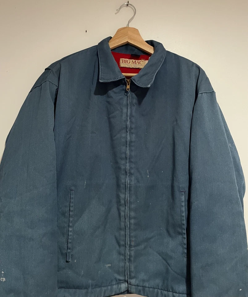 Chaqueta Forrada Big Mac Edredón Vintage Años 80 70 Azul Marino Rojo Gran Tamaño Cremallera Retro Talla XL Foto 2 de 4