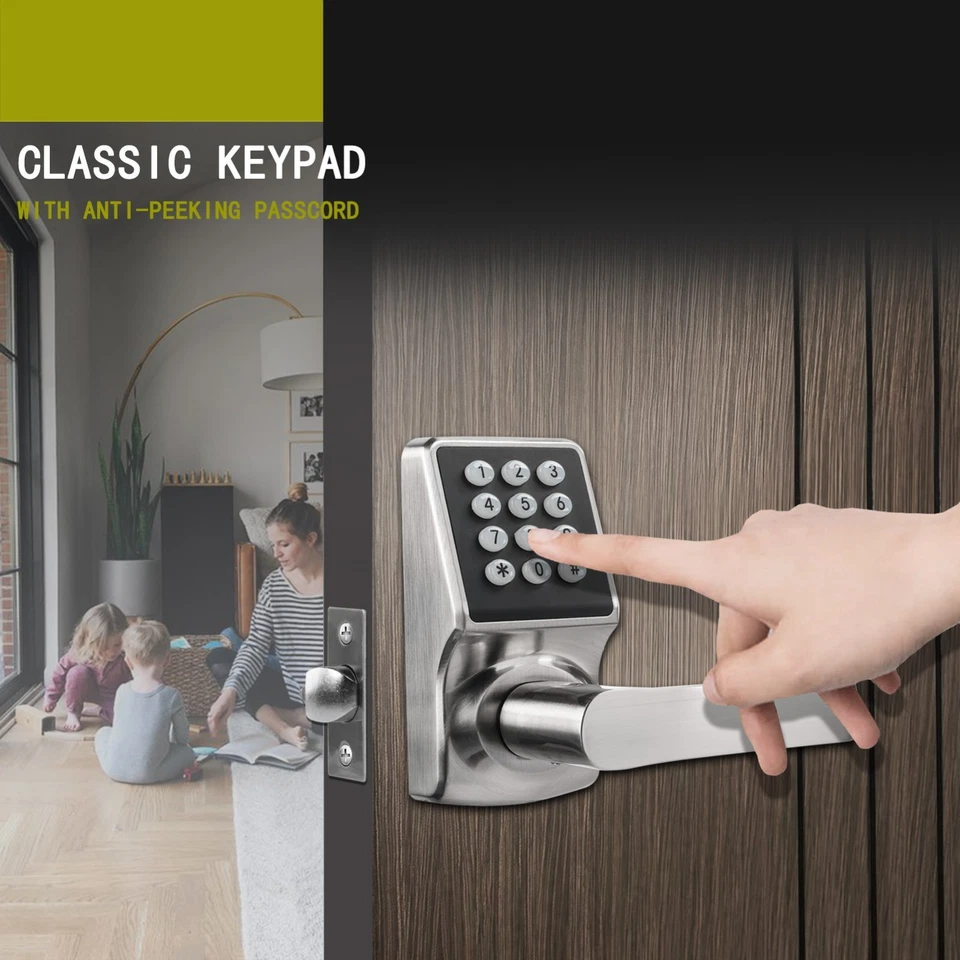Keypad Door Lock with Handle-Keyless Entry Door Lock -Brushed Nickel - Image 4 of 4