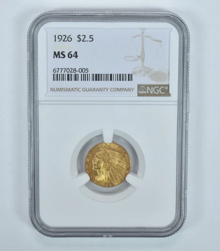 1926 $2.50 Indian Head Gold Quarter Eagle MS64 NGC Brown Label
